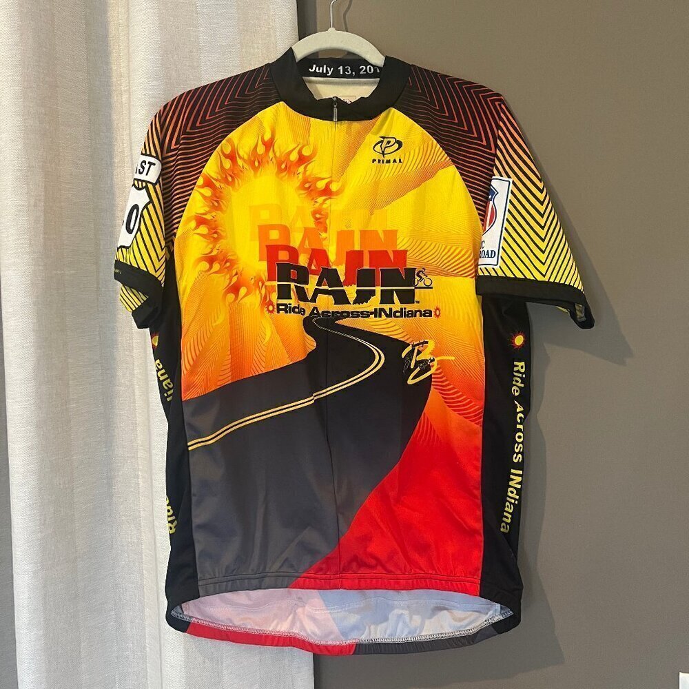 Primal Cycling Jersey, Ride Across Indiana, Beautiful Colors, Size XL